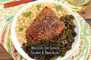 Molasses Soy Ginger Salmon and Broccolini